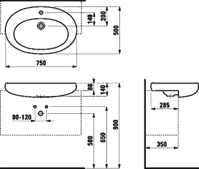 Раковина Laufen Alessi One 75 8.1397.2 Белая