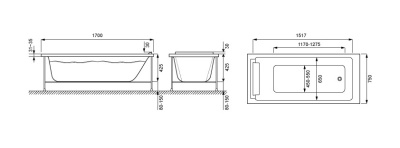 Акриловая ванна Jacob Delafon Spacio 170x75 E6D161RU-00 без гидромассажа