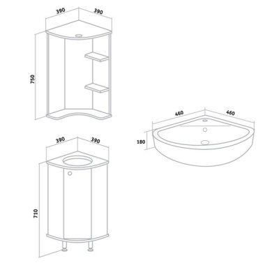 Мебель для ванной Runo Браво 40 угловая Белая