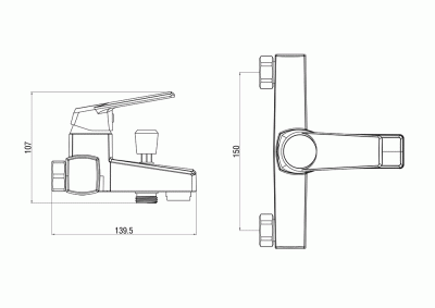 Смеситель для ванны Orange OneLife P02-100w Хром