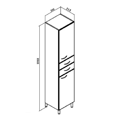 Шкаф пенал Runo Эконом 35 L с корзиной для белья Белый