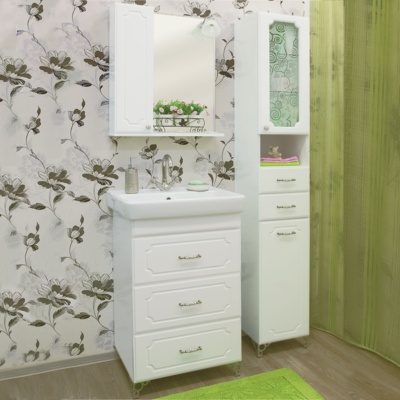 Тумба с раковиной Sanflor Ксения 60 2 Н0000000122 Белая