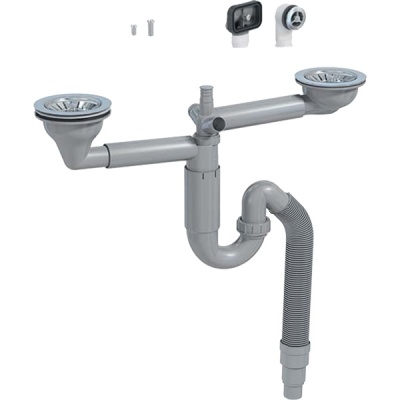 Сифон для кухонной мойки Prevex P-loc PL2-D9CF5-SANT-01 Серый