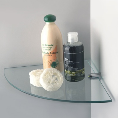 Стеклянная полка WasserKRAFT K-533 угловая Хром