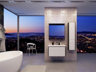 Шкаф пенал Roca Ronda 32 ZRU9302966 L подвесной Белый глянец Антрацит