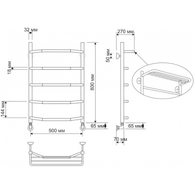 Водяной полотенцесушитель Secado Агата 3 50х80 с полкой Бронза