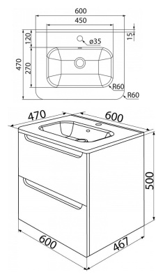 Тумба с раковиной Iddis Edifice 60 подвесная Фисташково-серая
