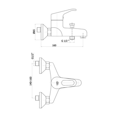 Смеситель для ванны GPD Nerida BB20 Хром