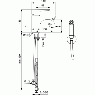 Смеситель для раковины Ideal Standard Ceraplan III B0919AA Хром