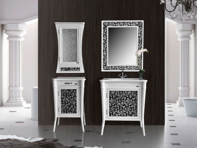 Тумба Атолл Валенсия 75 New bianco (черная патина) Bianco (черная патина)