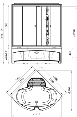 Душевой бокс Radomir Даниэла 1 140x140 1-04-1-0-4-0741 профиль Белый стекло матовое