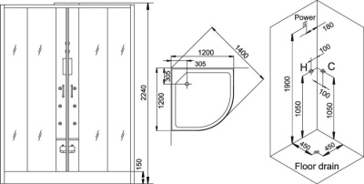 Душевая кабина Grande Home WS105/S6/BB 120x120