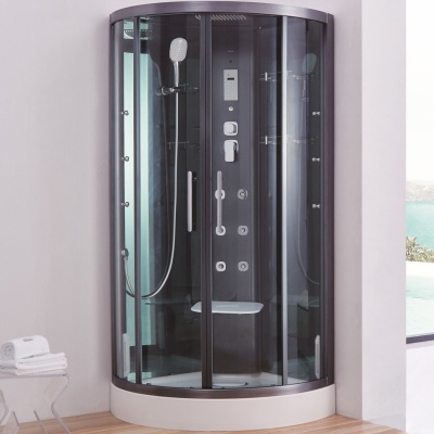 Душевая кабина SSWW BU620 120х120 с баней профиль Голубой сапфир матовый задняя стенка зеркальная