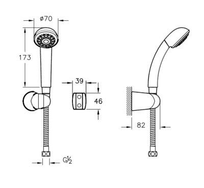 Душевой гарнитур Vitra Nano 1F A45697EXP Хром