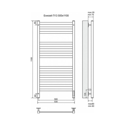 Электрический полотенцесушитель Terminus Енисей П13 500x1100 4660059580272 Хром