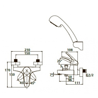 Смеситель для ванны Kaiser County 55022-4 Белый