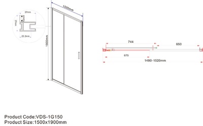 Душевая дверь Vincea Garda VDS-1G150CL 150x190 профиль Хром стекло прозрачное