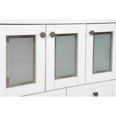 Тумба под раковину ASB-Woodline Флоренция 85 витраж Белая/патина