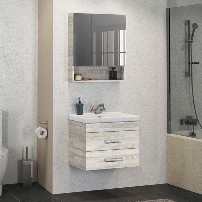 Тумба с раковиной Comforty Никосия 60 4138879 подвесная Дуб белый