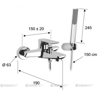 Смеситель для ванны Mariani Infinity 230 VP Хром