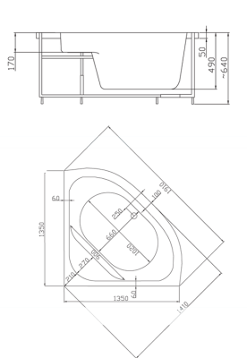 Акриловая ванна Victory Spa Malta 135x135 Без системы управления