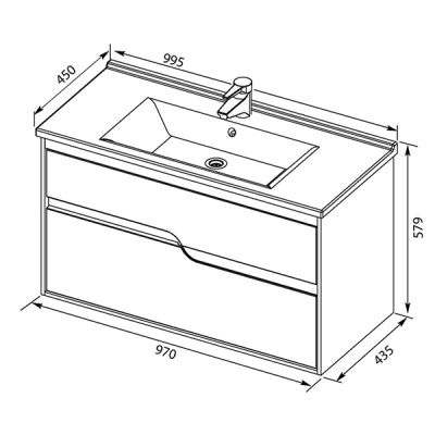 Тумба под раковину Aquanet Модена 100 198489 подвесная Белый глянец