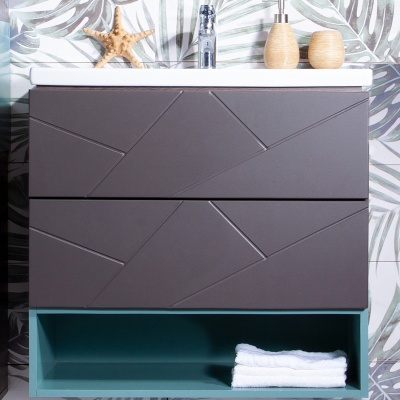 Тумба под раковину Бриклаер Кристалл 70 подвесная Ясень Анкор темный