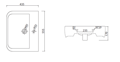 Раковина BelBagno Antareo 55 BB0123L Подвесная