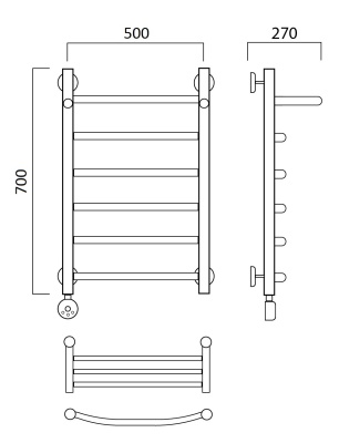 Электрический полотенцесушитель Aquanerzh 05-02А7050лев Хром