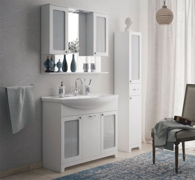 Зеркало со шкафом Corozo Прованс 105 SD-00000469 с подсветкой Белое