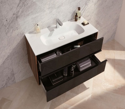 Тумба с раковиной Vitra Metropole 80 58181 подвесная Сливовое дерево Черная