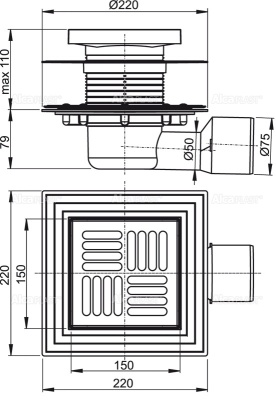 Душевой трап Alcaplast APV3444 с решеткой Хром