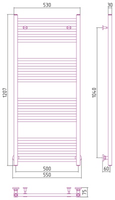 Водяной полотенцесушитель Сунержа Модус 1200х500 Хром