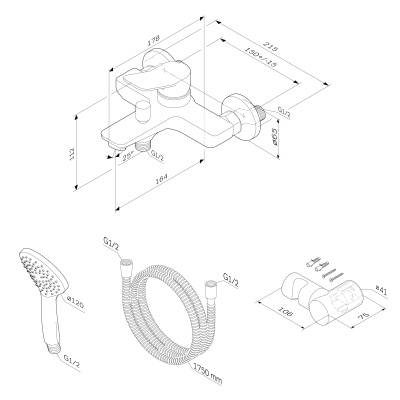 Смеситель для ванны AM.PM X-Joy F85A15000 Хром