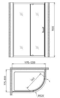 Душевой уголок Gemy Sunny Bay 120х80 профиль Хром стекло прозрачное