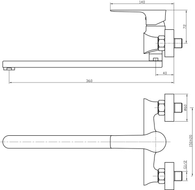 Смеситель для ванны Raiber R0030 универсальный Хром Белый