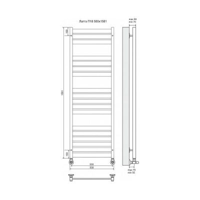 Водяной полотенцесушитель Terminus Латте П18 500x1581 4620768886171 Хром