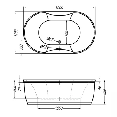 Акриловая ванна Kolpa San Gloriana 190x110 Basis