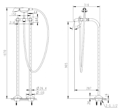 Смеситель для ванны Bravat Summer Rain F677111C-B Хром