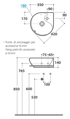 Раковина Globo Lavabi d'arredamento Misura MI013 bianco lucido