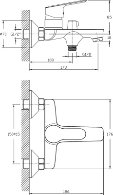 Смеситель для ванны Rush Crete CR3535-44 Хром