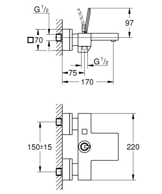Смеситель для ванны Grohe Eurocube Joy 23666000 Хром