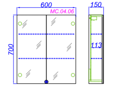 Зеркальный шкаф Aqwella МС 60 МС.04.06 Белый