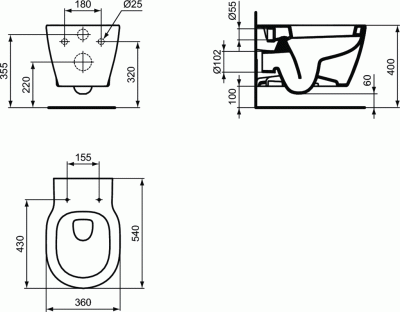 Унитаз Ideal Standard Connect E822301 подвесной с сиденьем Микролифт