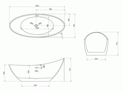Акриловая ванна Abber AB9233G 184х79 без гидромассажа