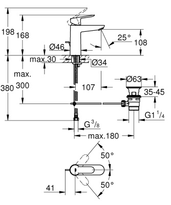 Смеситель для раковины Grohe BauEdge 23758000 Хром