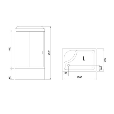 Душевая кабина Royal Bath BP 100х80 RB8100BP6-BT-CH-L стекло прозрачное задняя стенка Черная