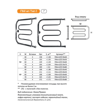 Водяной полотенцесушитель Тругор ПМ нп 1 П 60x70 с полкой Хром
