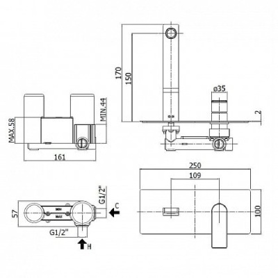 Смеситель для раковины Paffoni Tango TA104ST Сталь