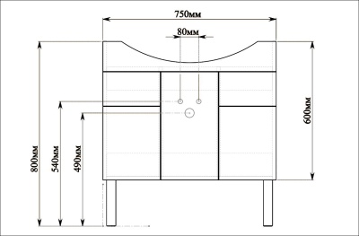 Тумба с раковиной SanVit Прима 80 kprim080 с фактурой под дерево прямые ручки Акация светлая